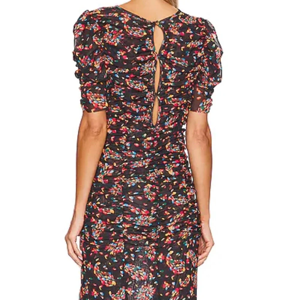 Free People Briella Midi Floral Ruched Dress Twilight Combo size S NWT - Picture 3 of 16